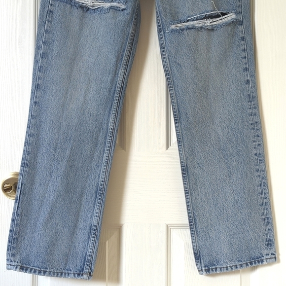 Topshop Distressed Medium Wash High Rise Straight Leg Button Fly Dad Jeans 28 - Picture 3 of 14